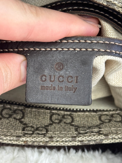 GUCCI Flat Mini Crossbody GG Supreme Coated canvas Brown