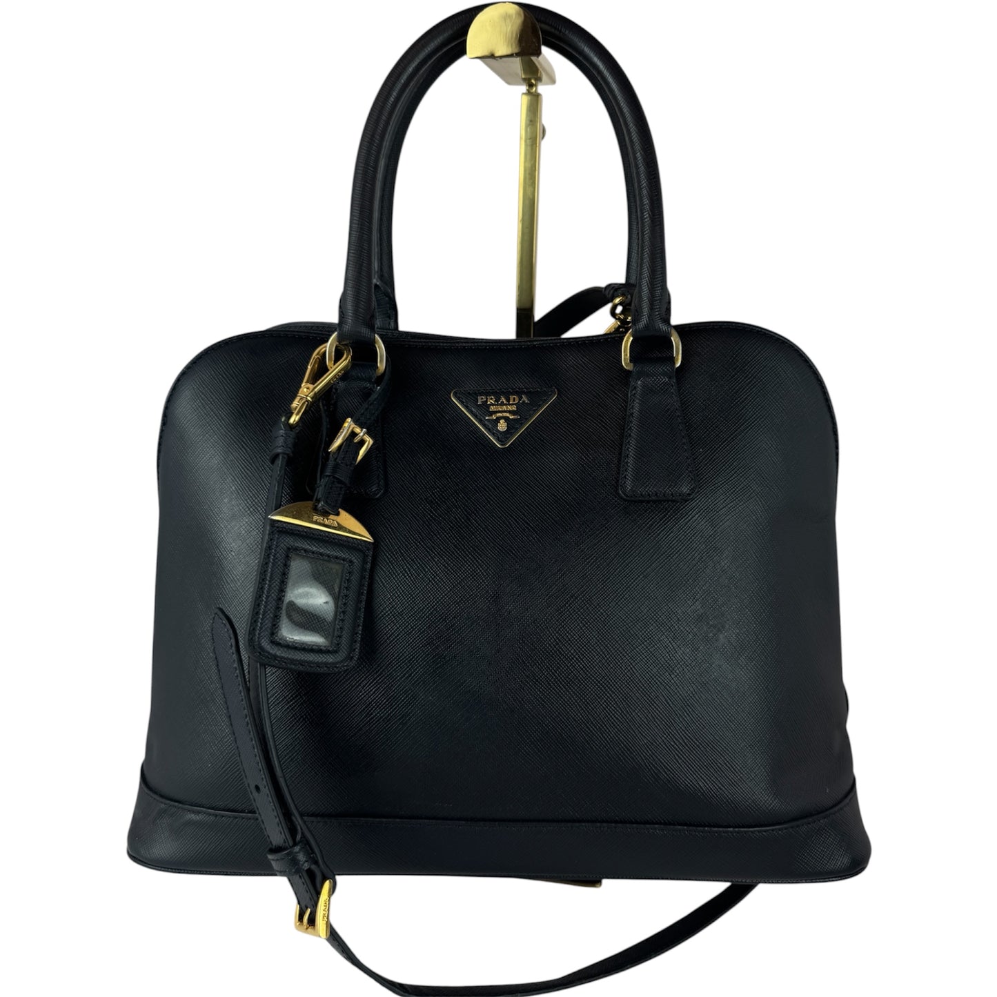 Prada Vernice Medium Open Promenade tote Navy Black