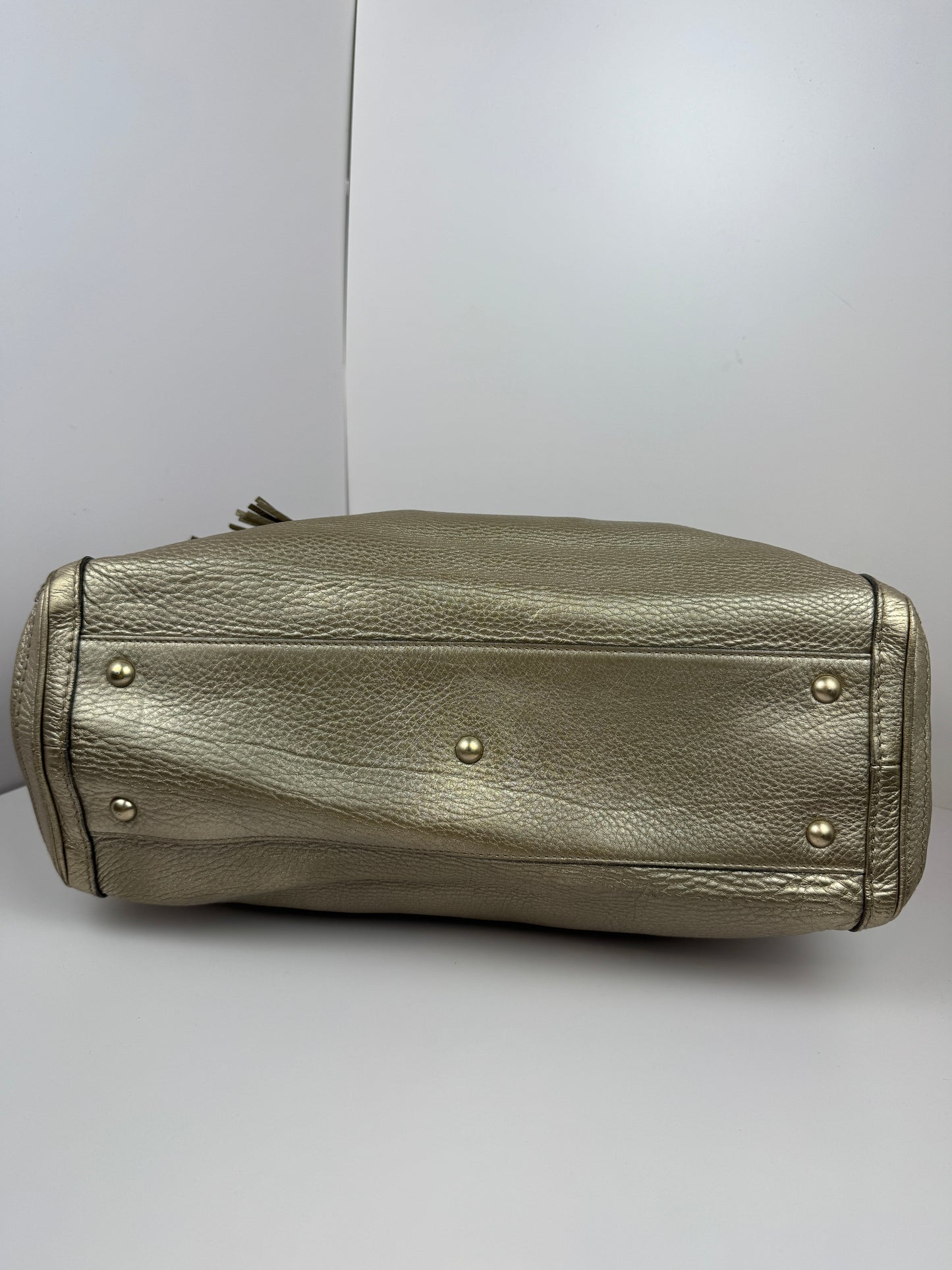 Gucci Bella Tote Leather Metallic Gold