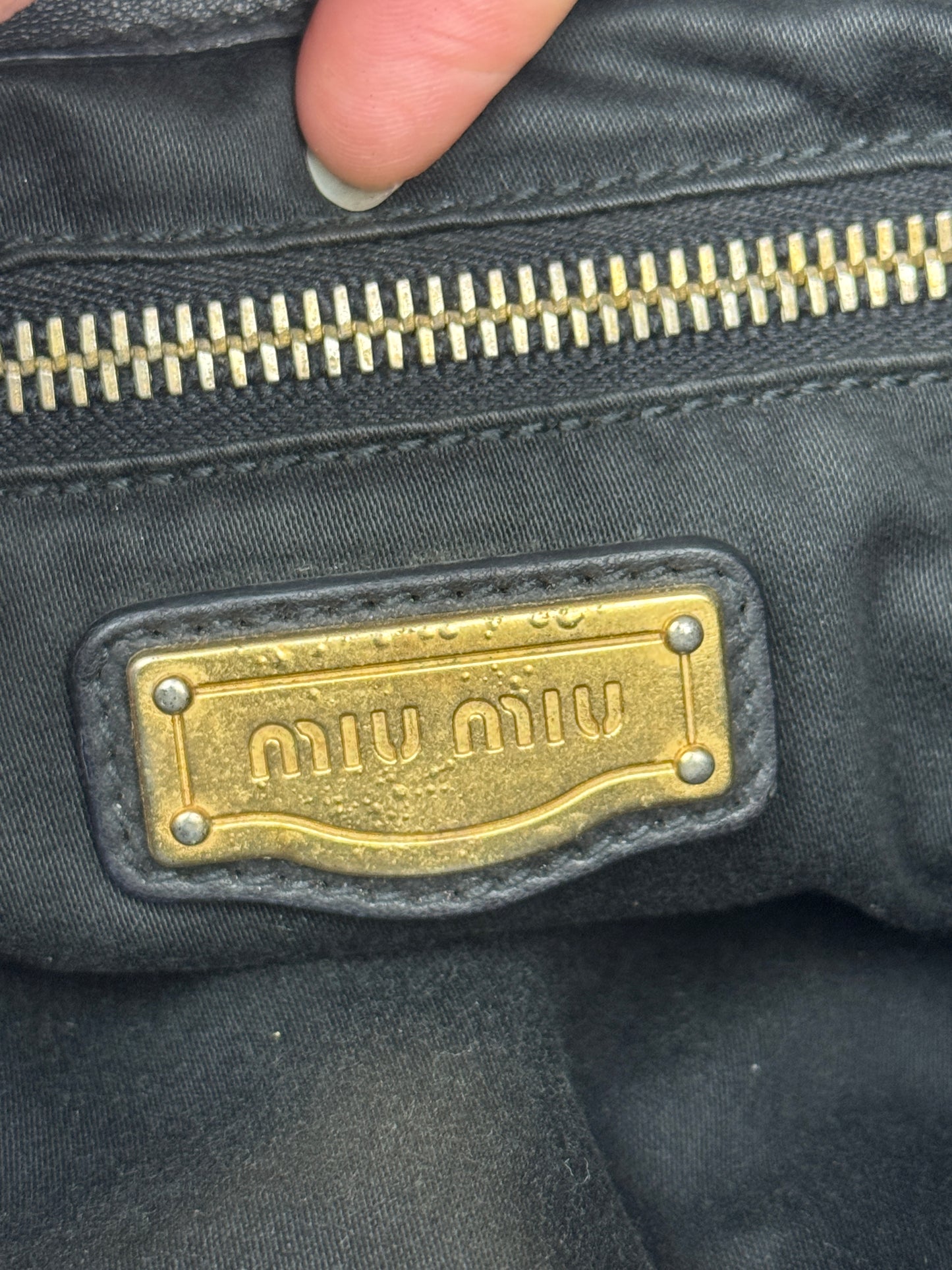 MIU MIU Nappa Matelasse Coffer Hobo Black