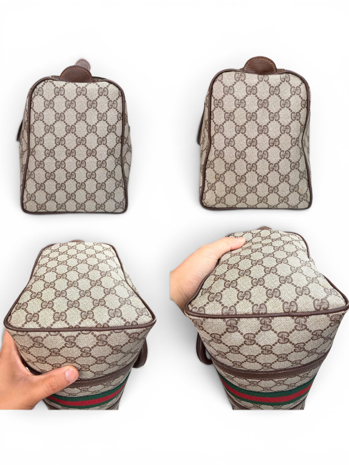 Gucci Vintage Web Stripe Coated Canvas Brown