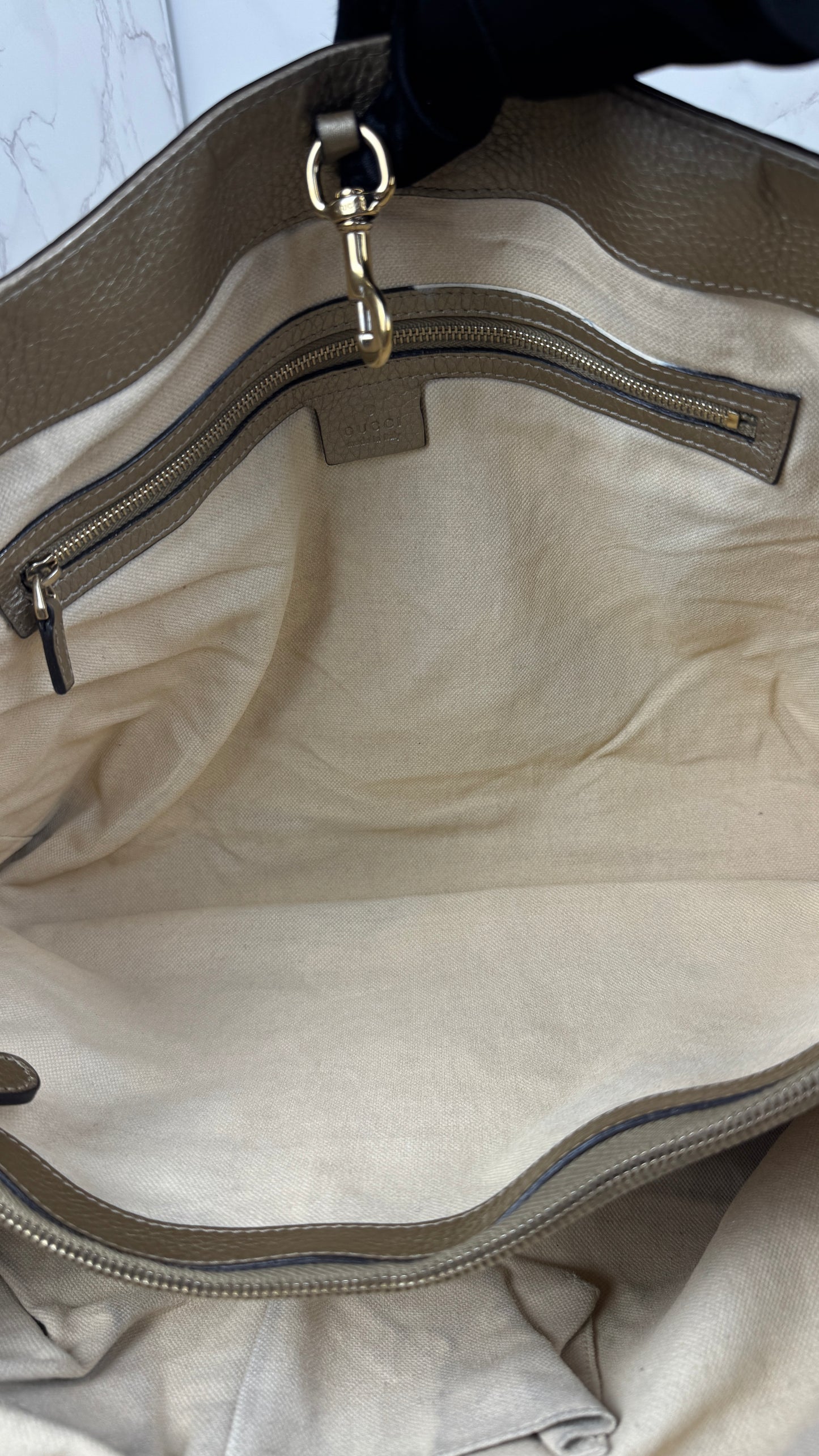 Gucci Bella Metallic Leather Tote Bag