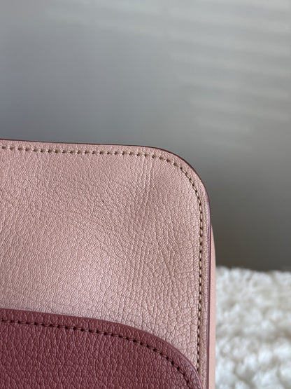MIU MIU Pink Leather Madras Top Handle two tone