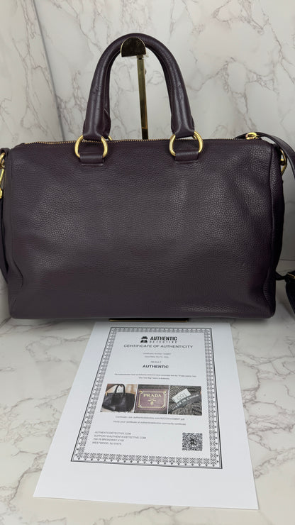 Prada Vitello Daino Leather Bauletto Purple