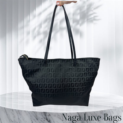 Fendi Zucchino Tote Canvas Black