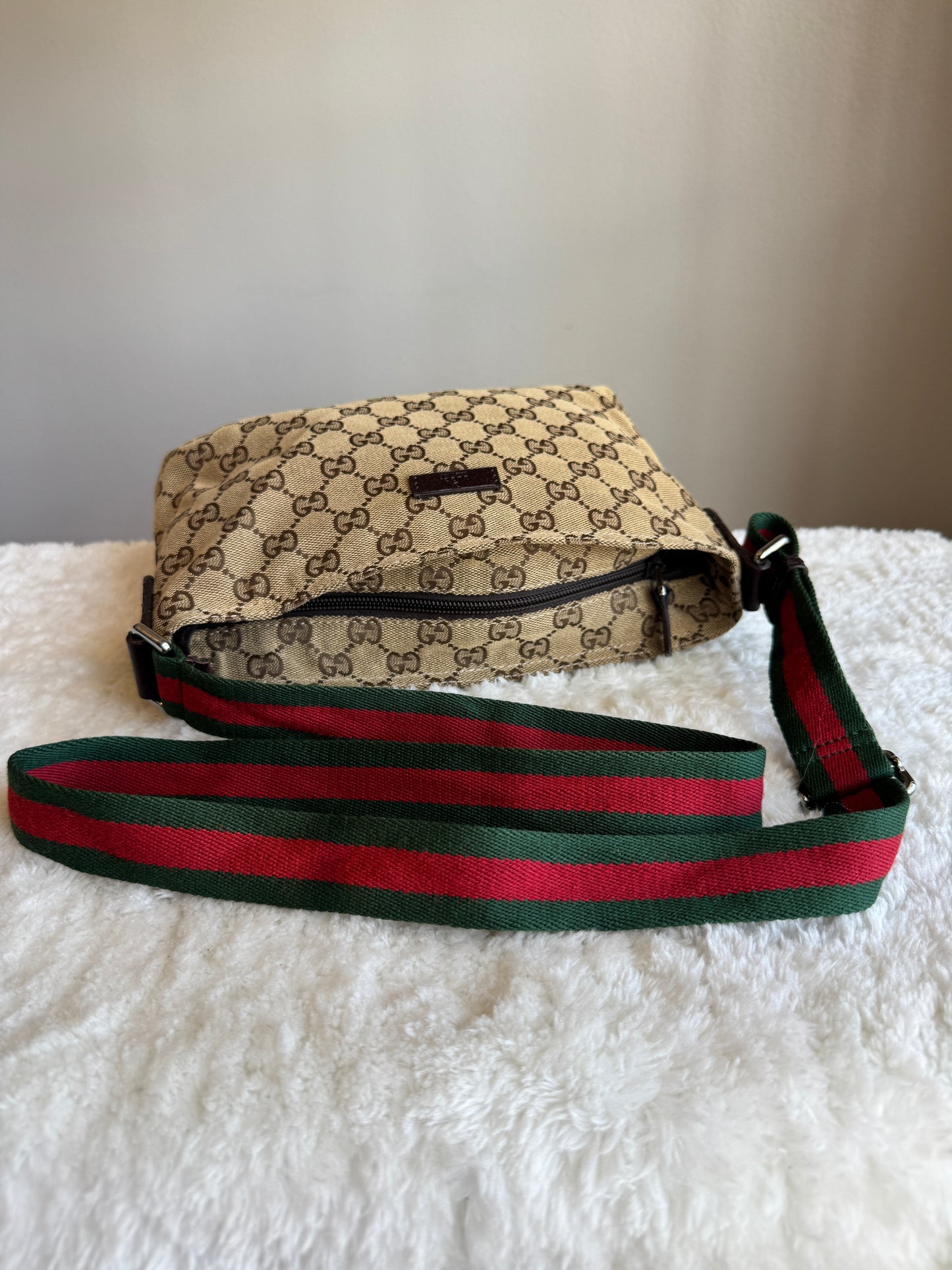 GUCCI Web Strap Camera GG Canvas Brown