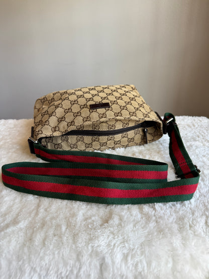 GUCCI Web Strap Camera GG Canvas Brown