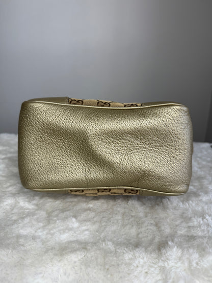GUCCI Bree Small Handbag GG Canvas metallic Gold
