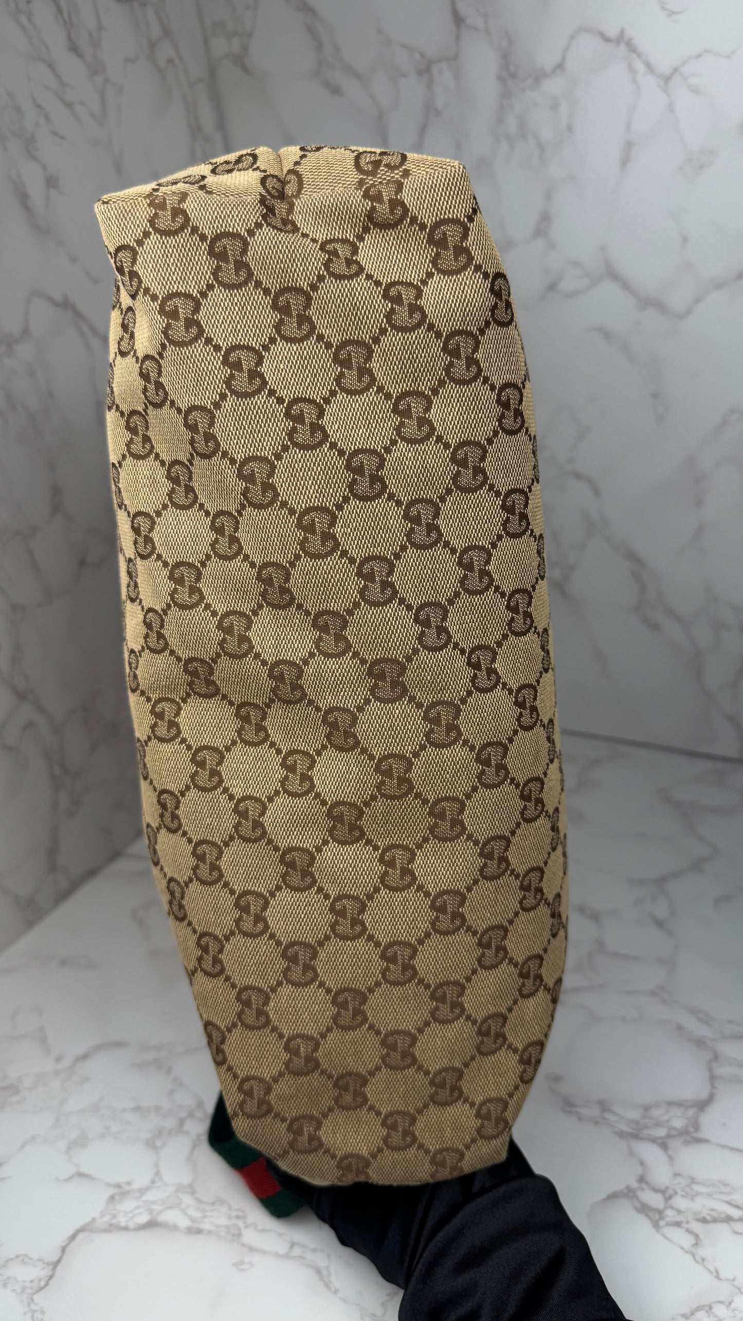 Gucci Flat  Crossbody GG Canvas Web Strap Brown