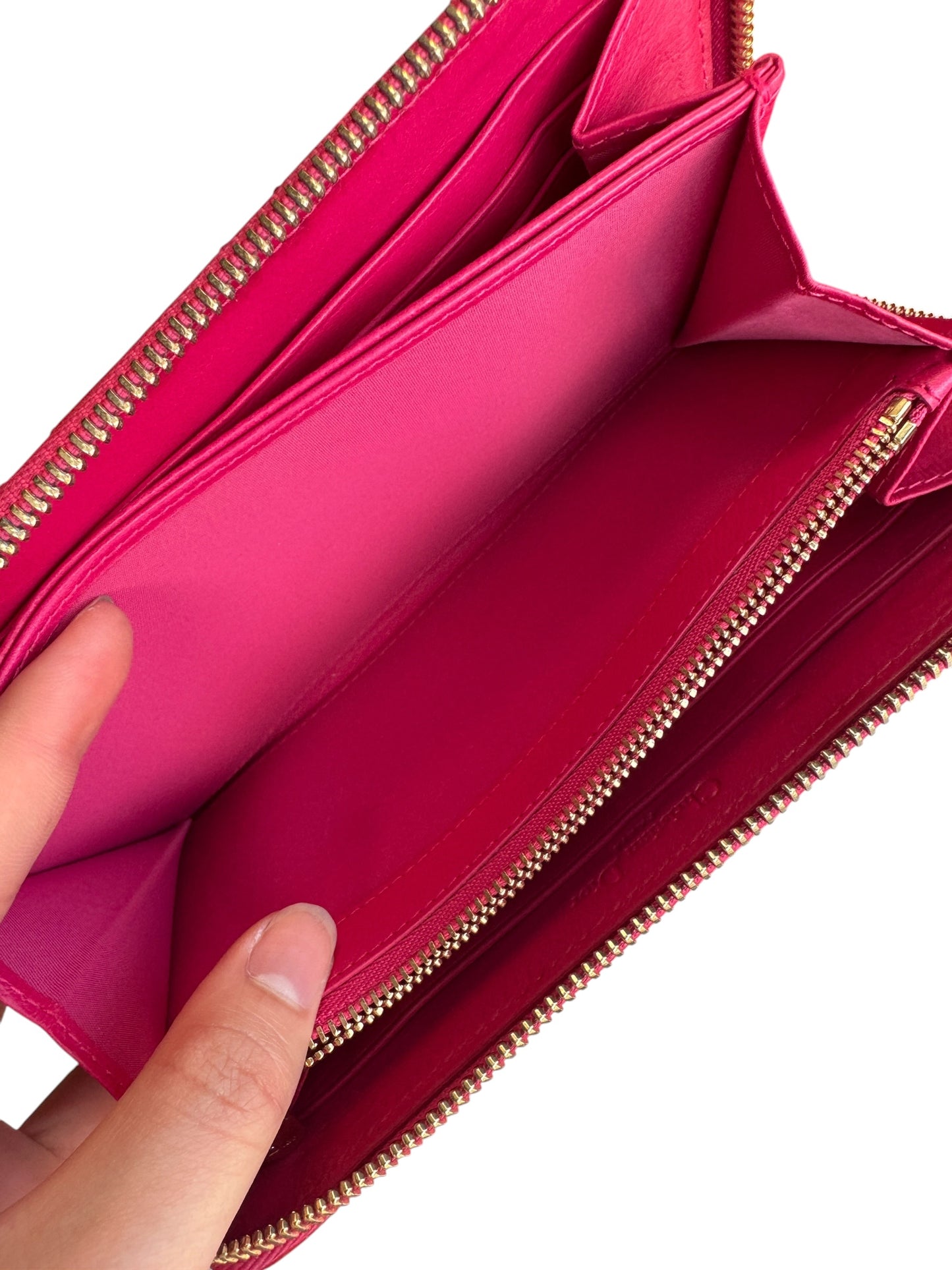 WA4👛Dior Long wallet zippy Red (COA Included) retail $1350