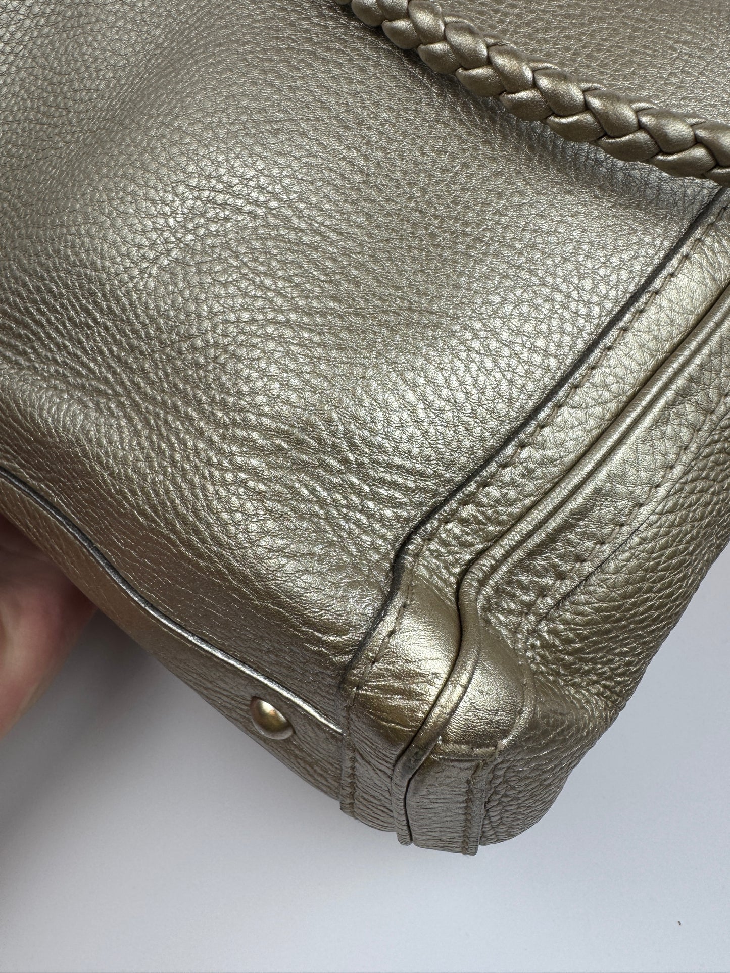 Gucci Bella Tote Leather Metallic Gold