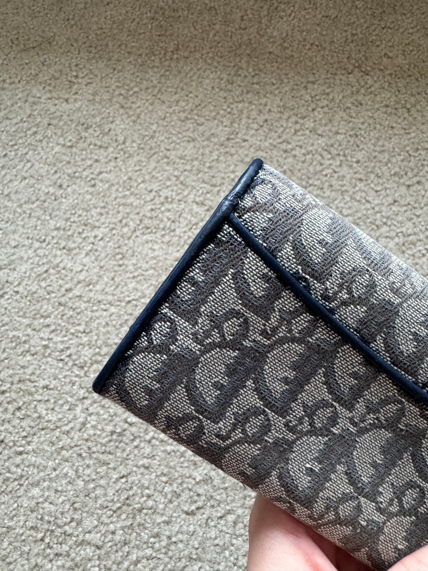Christian Dior Trotter long wallet in navy blue Monogram
