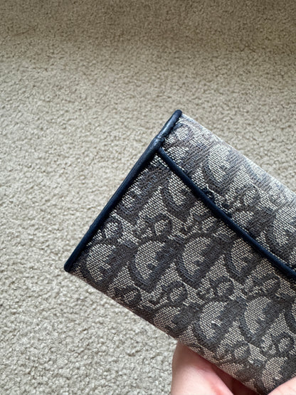 Christian Dior Trotter long wallet in navy blue Monogram