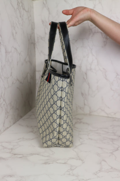 Gucci Web Loop Tote GG Supreme Navy