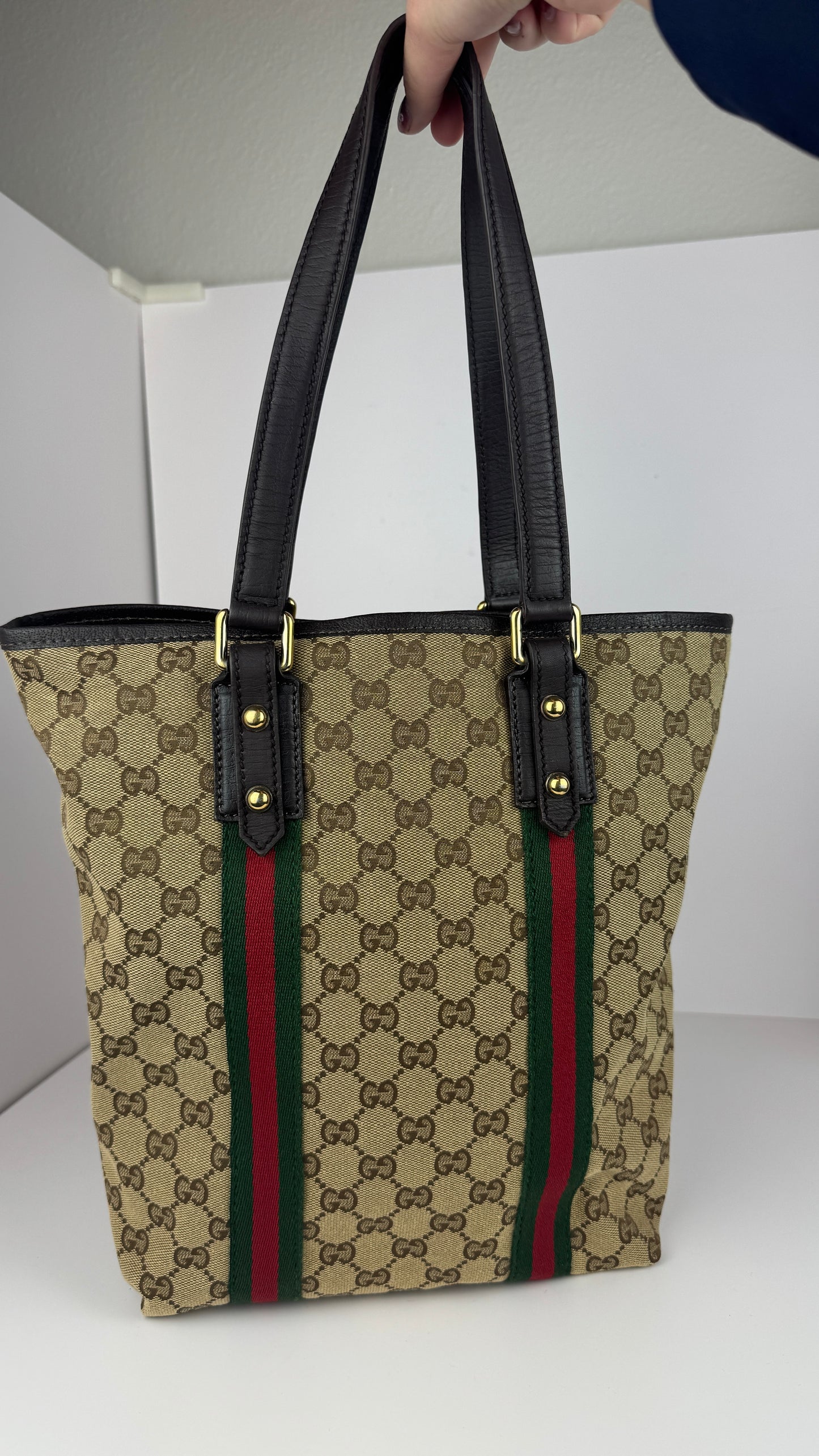 Gucci Web Tote GG Canvas  Brown