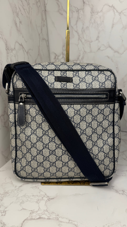 Gucci Front Zip Messenger Navy
