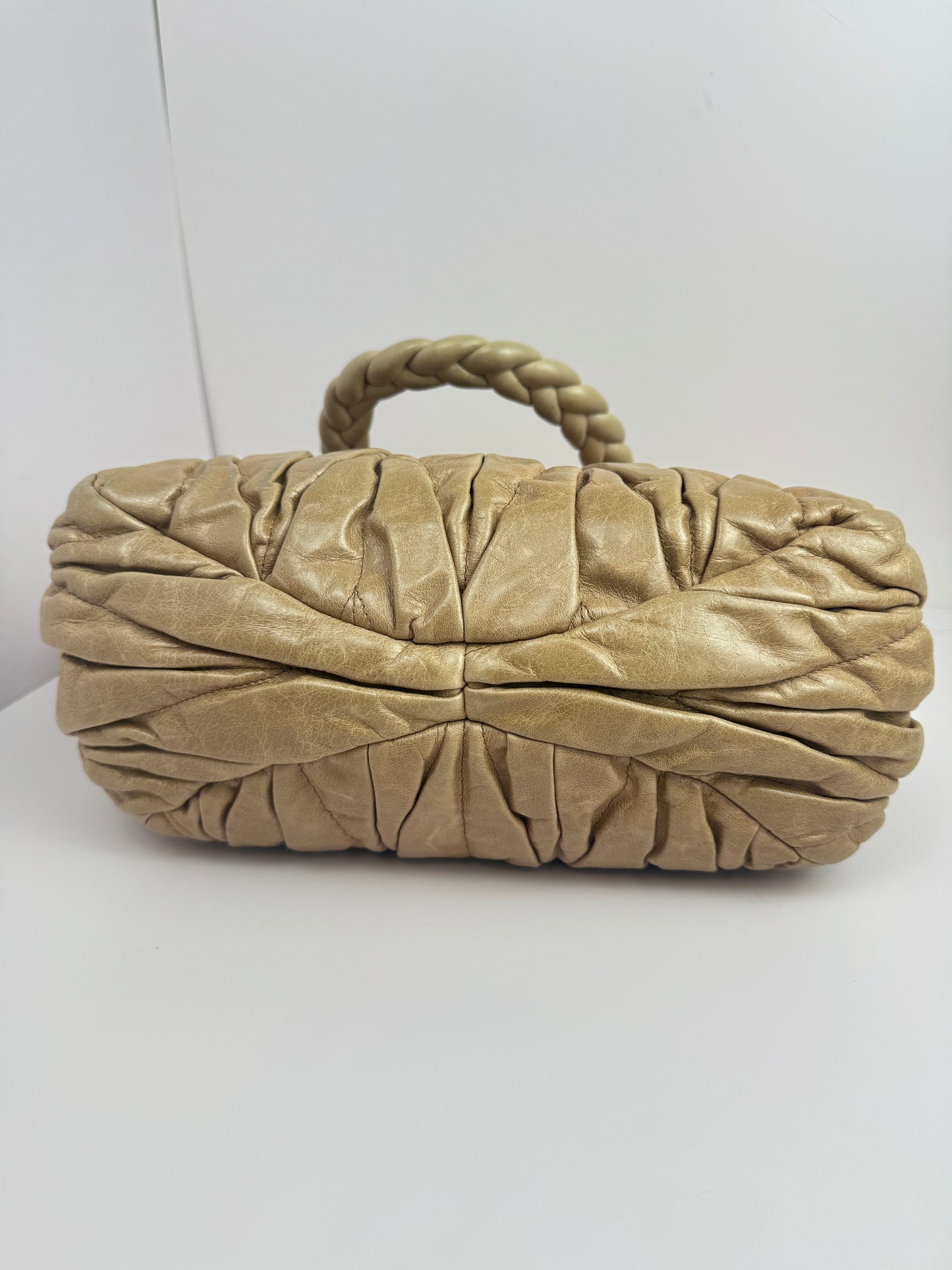 Miumiu Matelasse handle beige leather