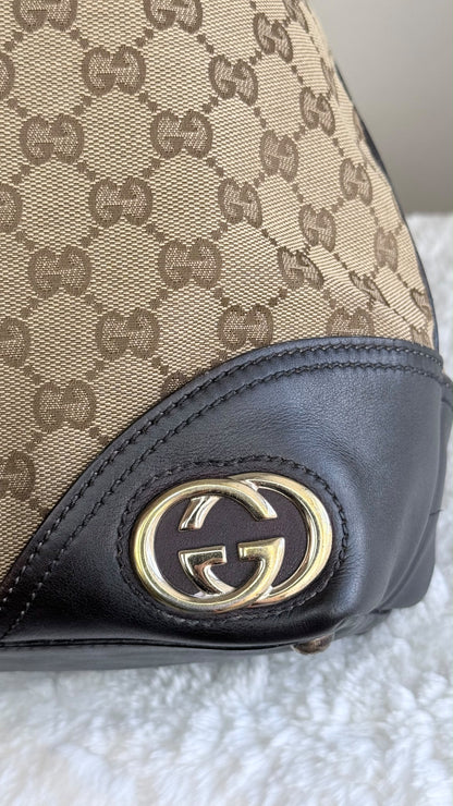 GUCCI New Britt Tote GG Canvas Dark brown Bag