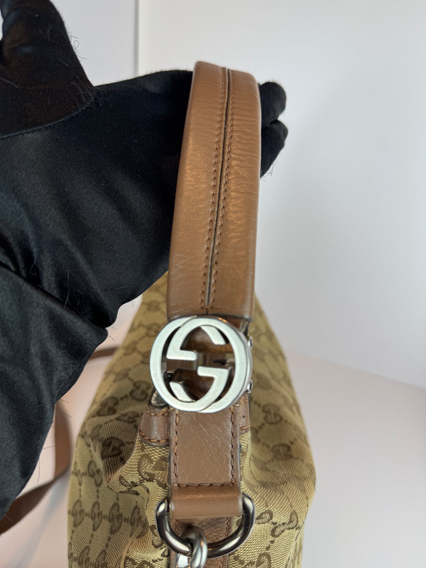 GUCCI Miss GG Hobo GG Canvas with Leather Brown