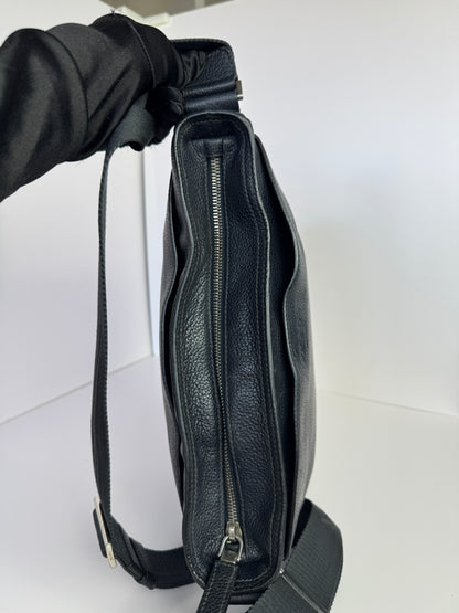 PRADA Pocket Leather Messenger Navy