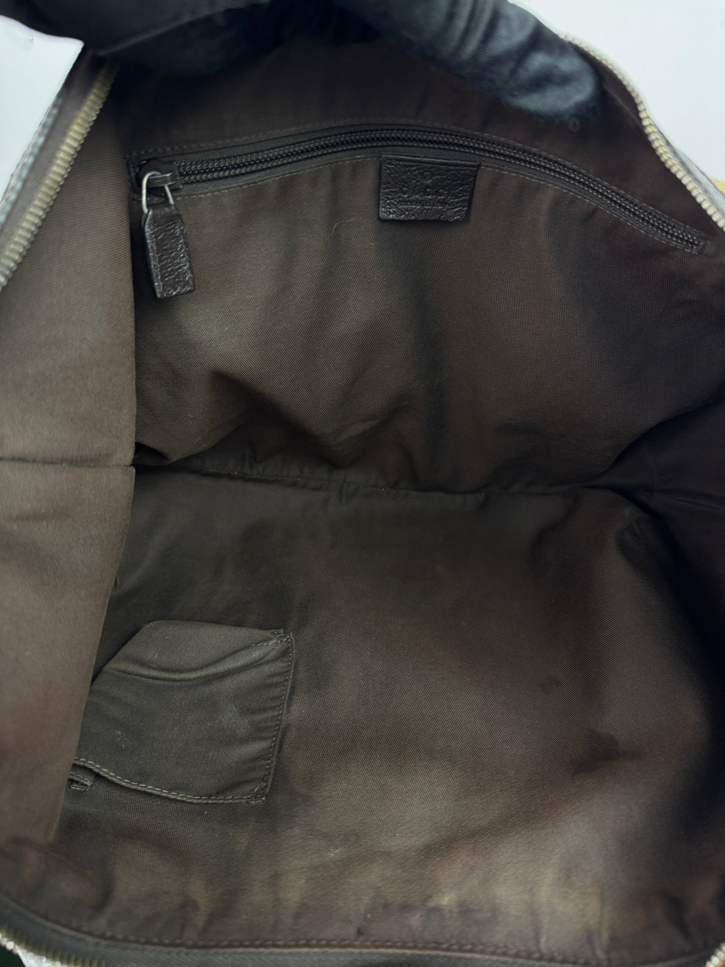 GUCCI Web Large Halfmoon Crossbody GG Canvas Brown