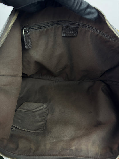 GUCCI Web Large Halfmoon Crossbody GG Canvas Brown