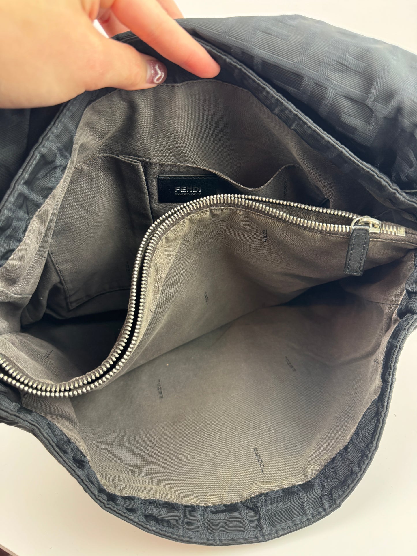 Fendi Zucca Flap Messenger Black