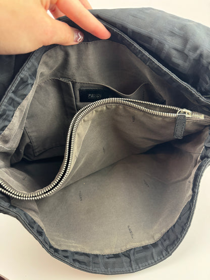 Fendi Zucca Flap Messenger Black