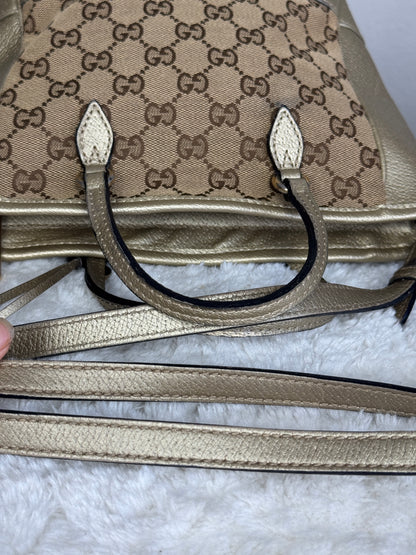 GUCCI Bree Small Handbag GG Canvas metallic Gold