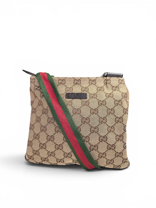 Gucci Web Strap Crossbody GG Canvas Brown