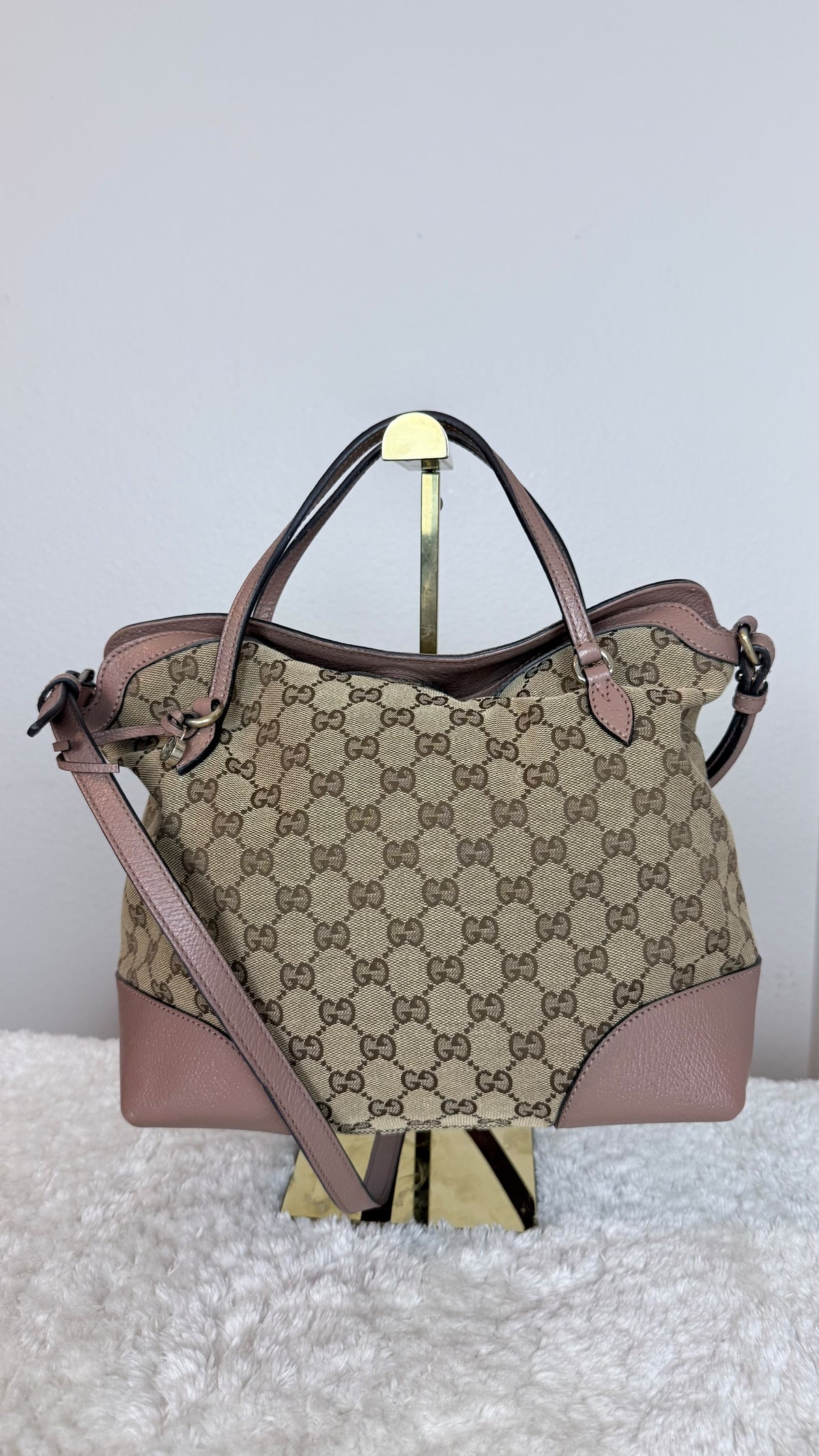 GUCCI Bree Top Handle GG Canvas Pink