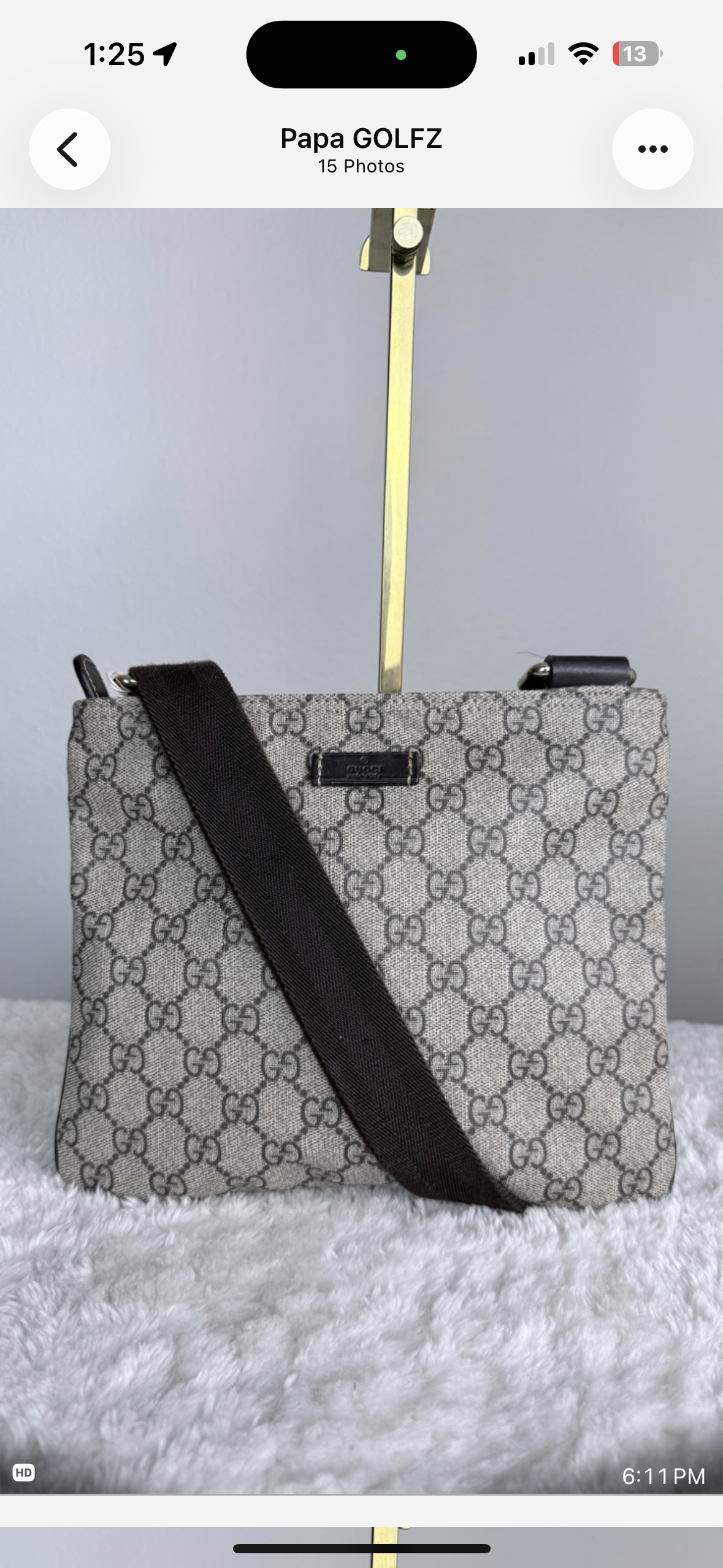 GUCCI Flat Small GG Supreme Coated canvas Brown messenger