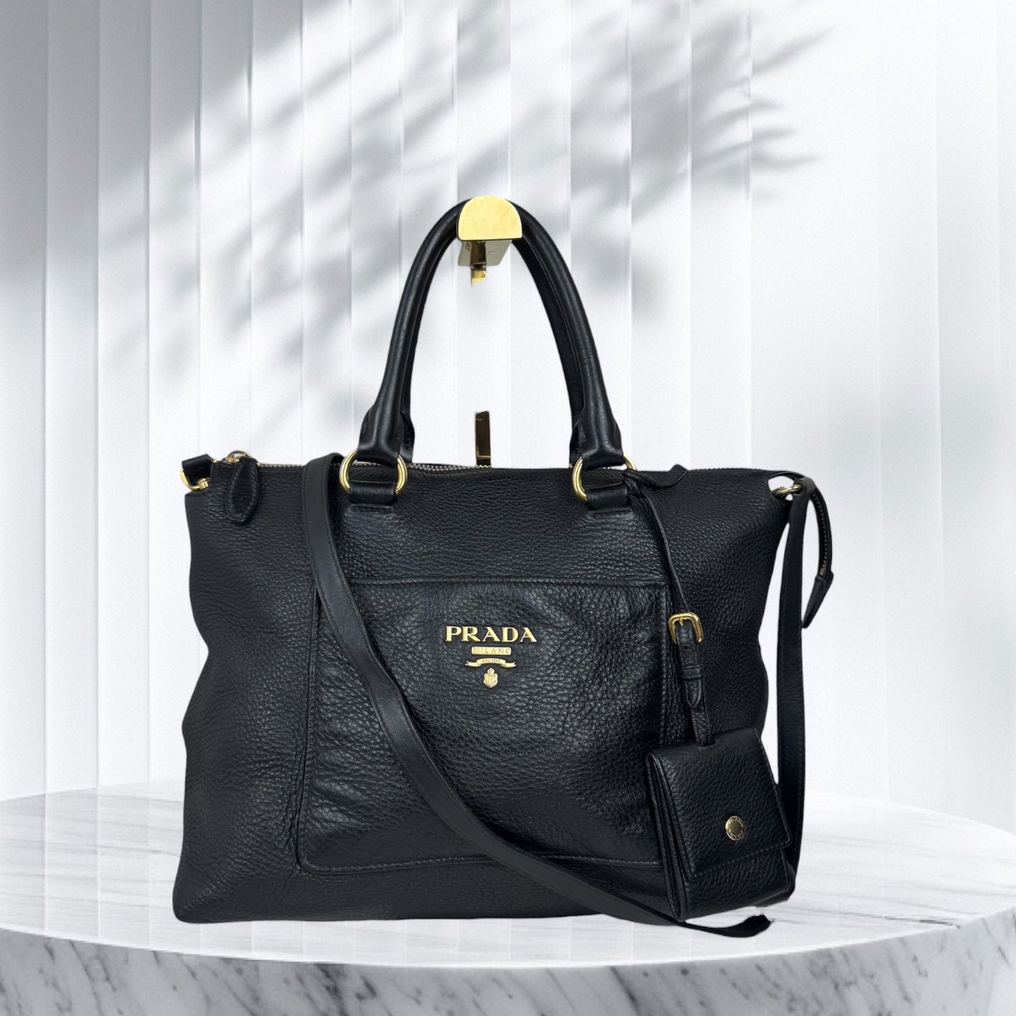 Prada Vitello Daino Leather Tote Black
