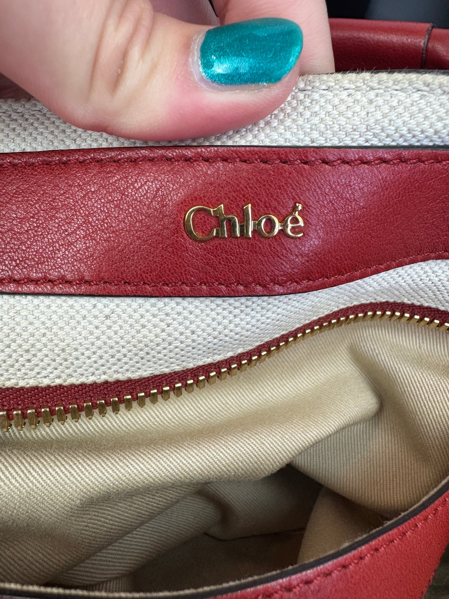 Chloé Margaret Leather handbag with strap Red