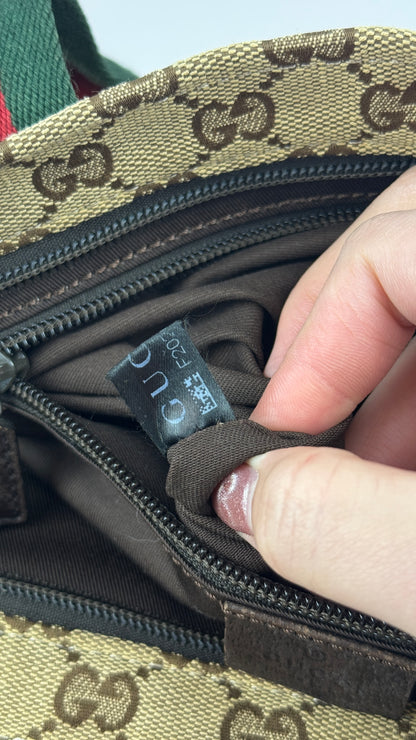 Gucci Web Zip Tote GG Canvas