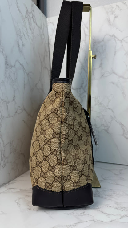Gucci GG Canvas Tote Shoulder Bag Brown (Vintage)