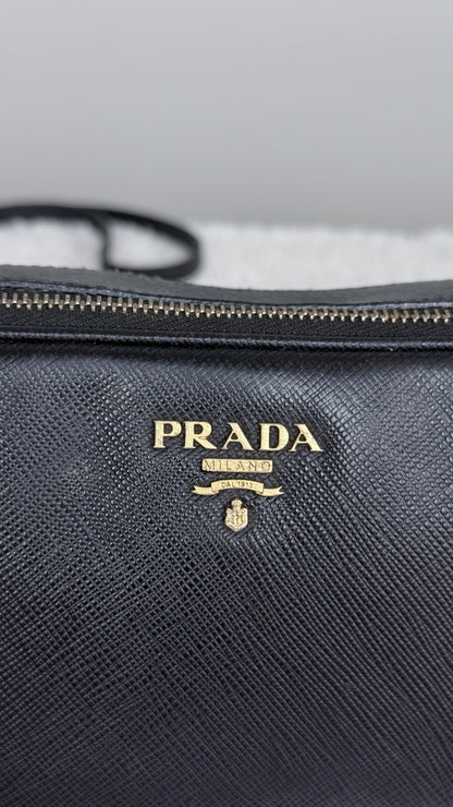 PRADA Camera Saffiano double zip Black