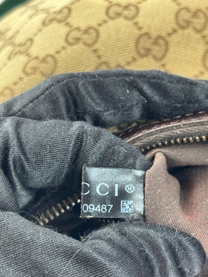 GUCCI Web Stripe Halfmoon GG Canvas Brown