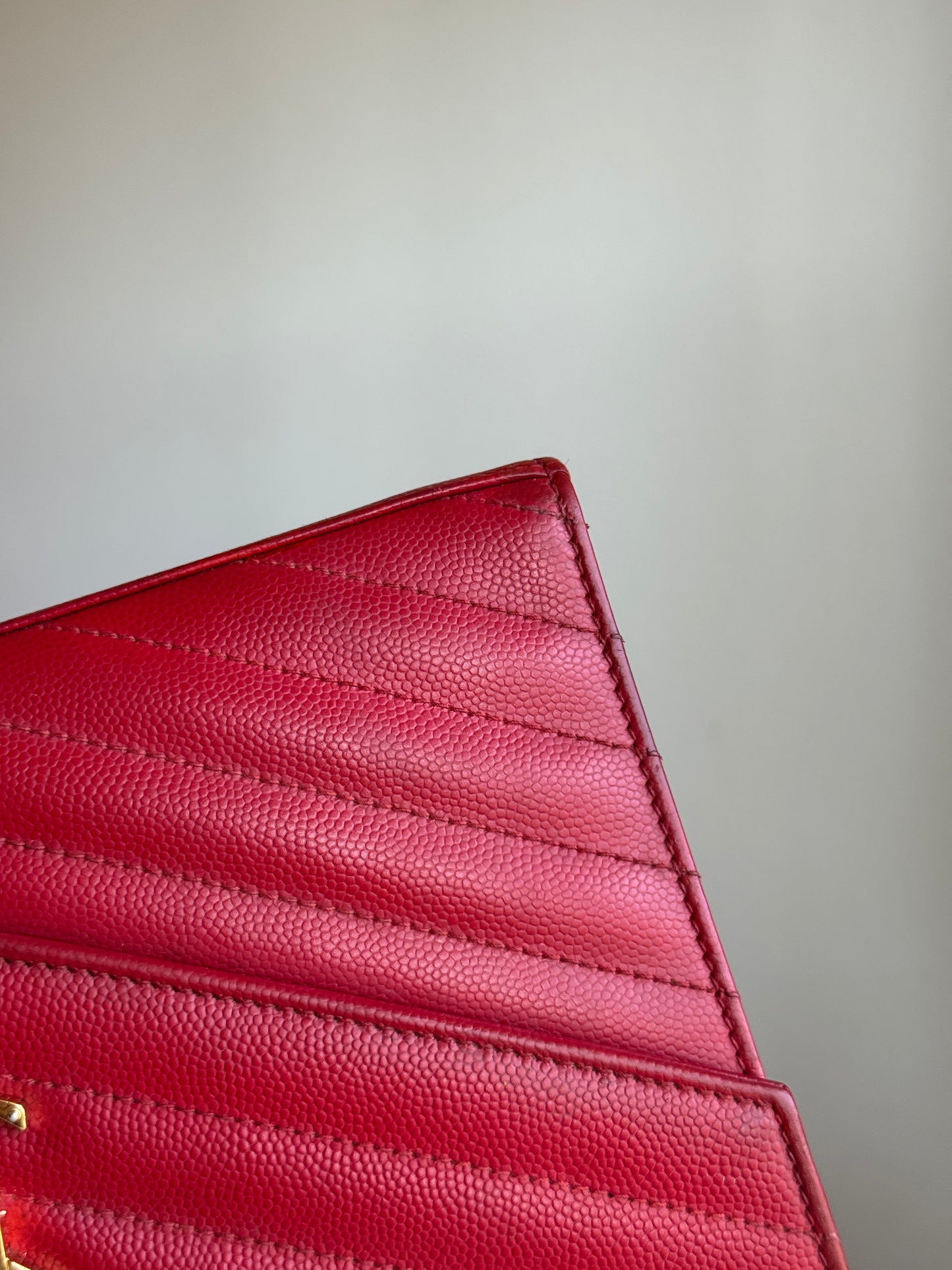 LOUIS VUITTON Classic wallet on chain matelasse Chevron leather medium red