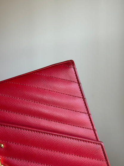 LOUIS VUITTON Classic wallet on chain matelasse Chevron leather medium red