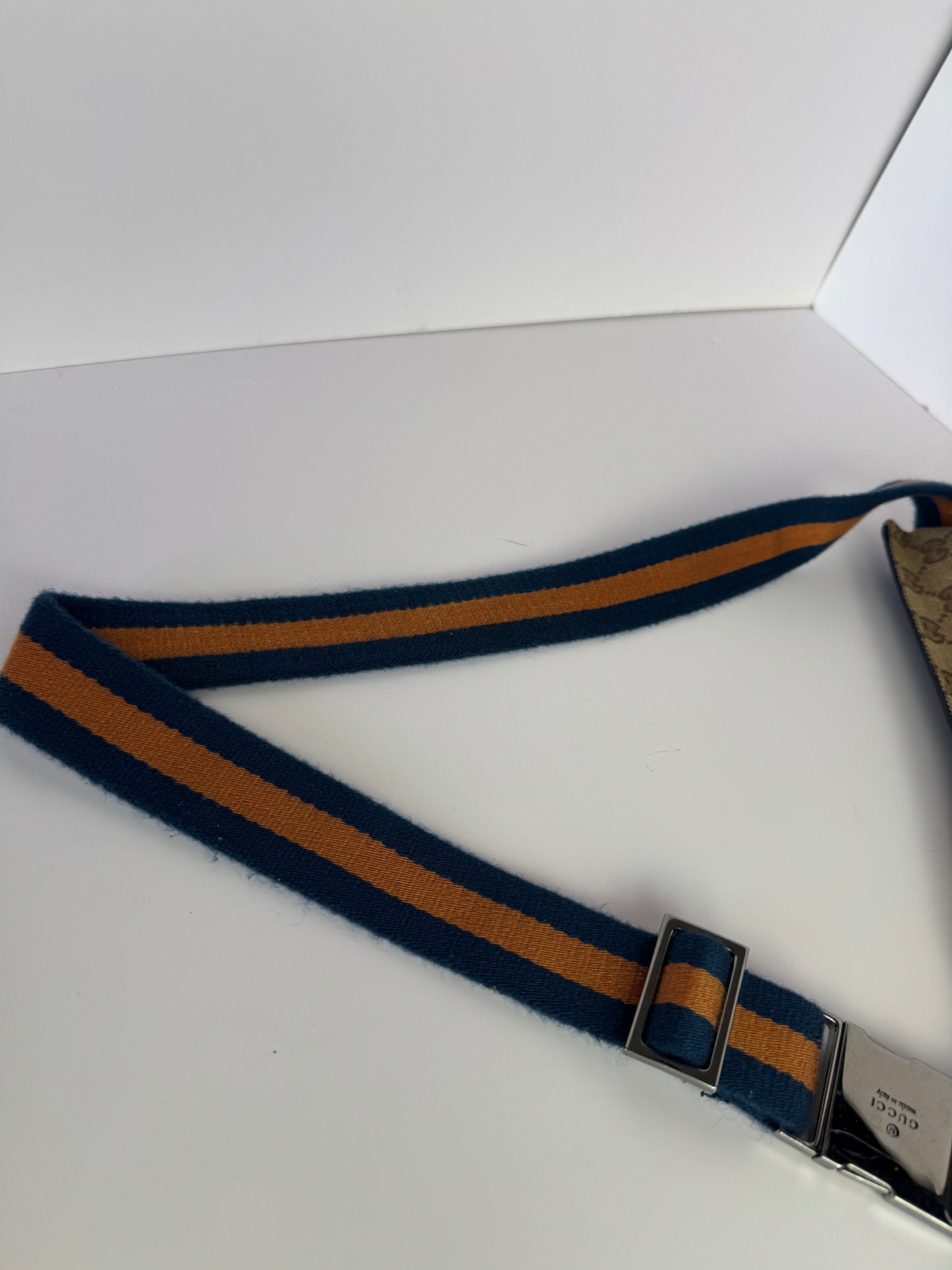 GUCCI Web Belt bag GG Canvas Navy Blue