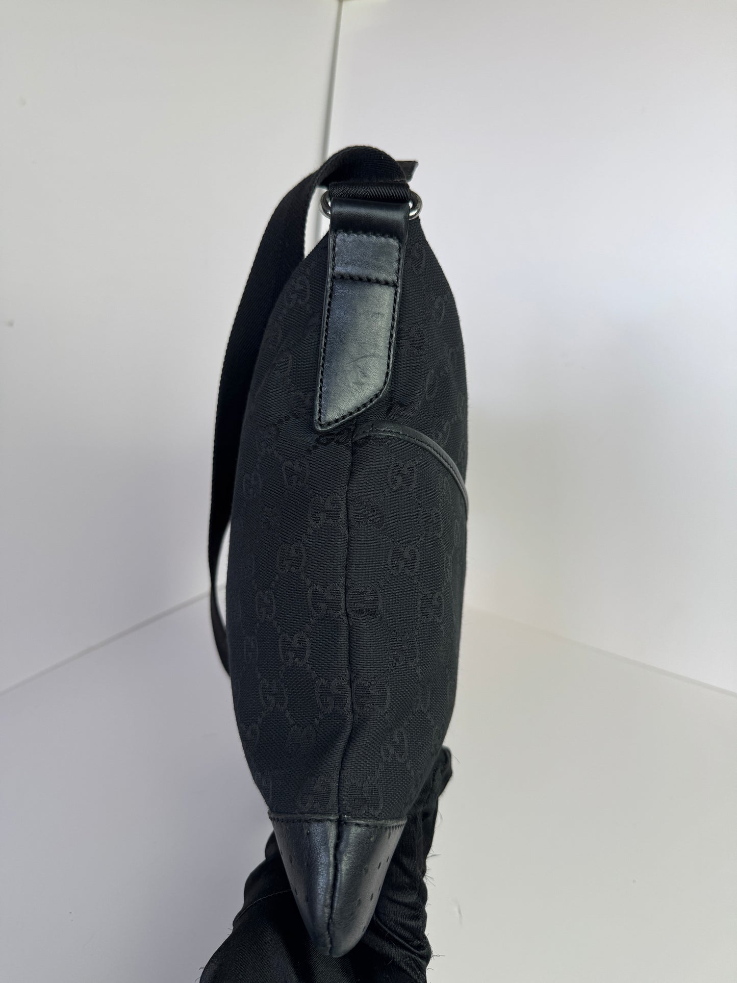 GUCCI Front pocket Messenger GG Canvas with Perforated Leather medium