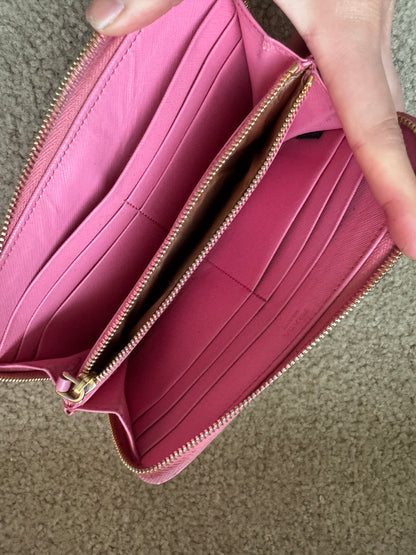 Prada saffiano zippy pink