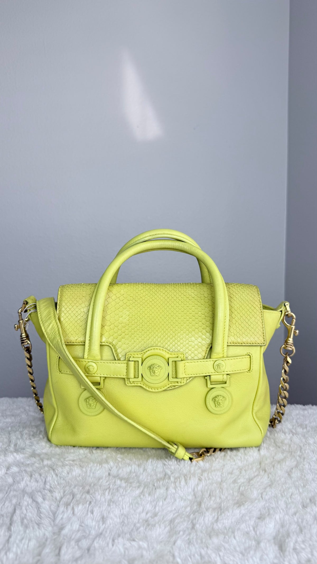 VERSACE Top Handle leather Bag Neon