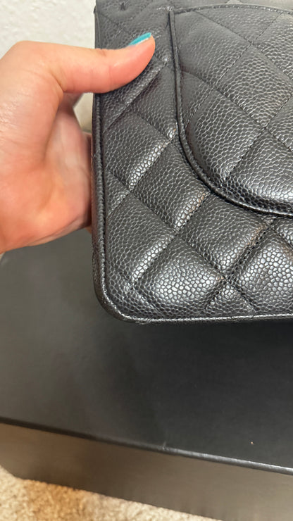 Chanel Classic Double Flap Jumbo Caviar Silver hardware Black