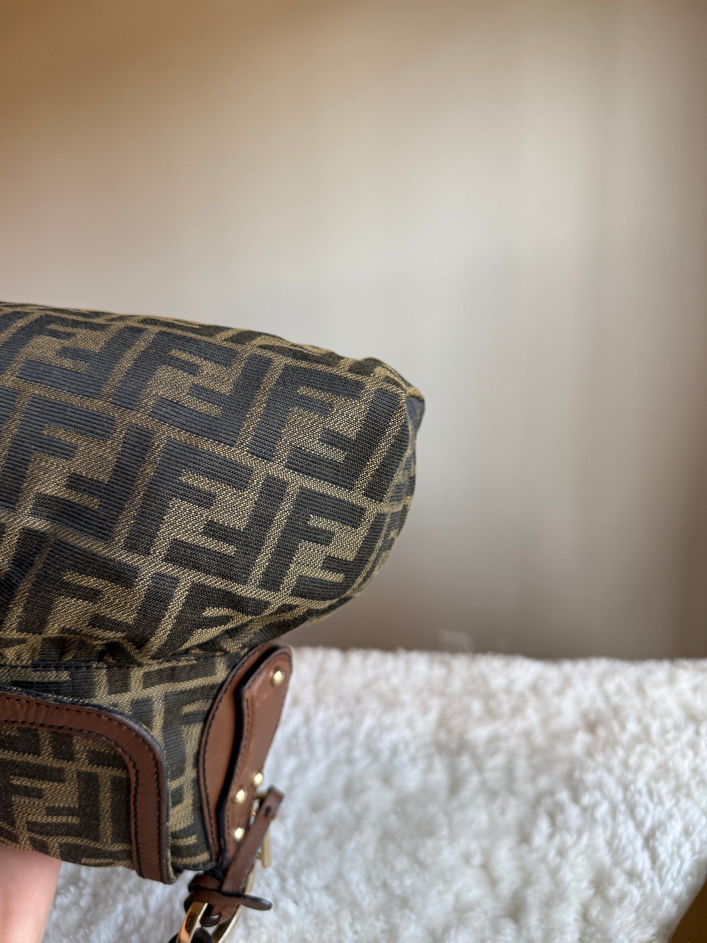 FENDI Pleated Zucca Canvas Shoulder bag