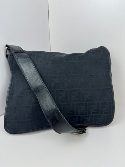 Fendi Zucca Flap Messenger Black