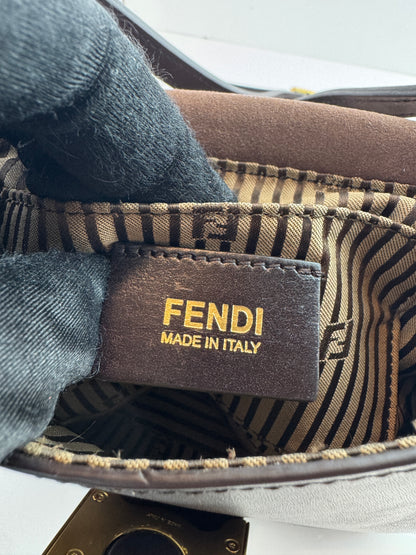 Fendi Vitello Elite Small Chameleon Crossbody Dark Brown