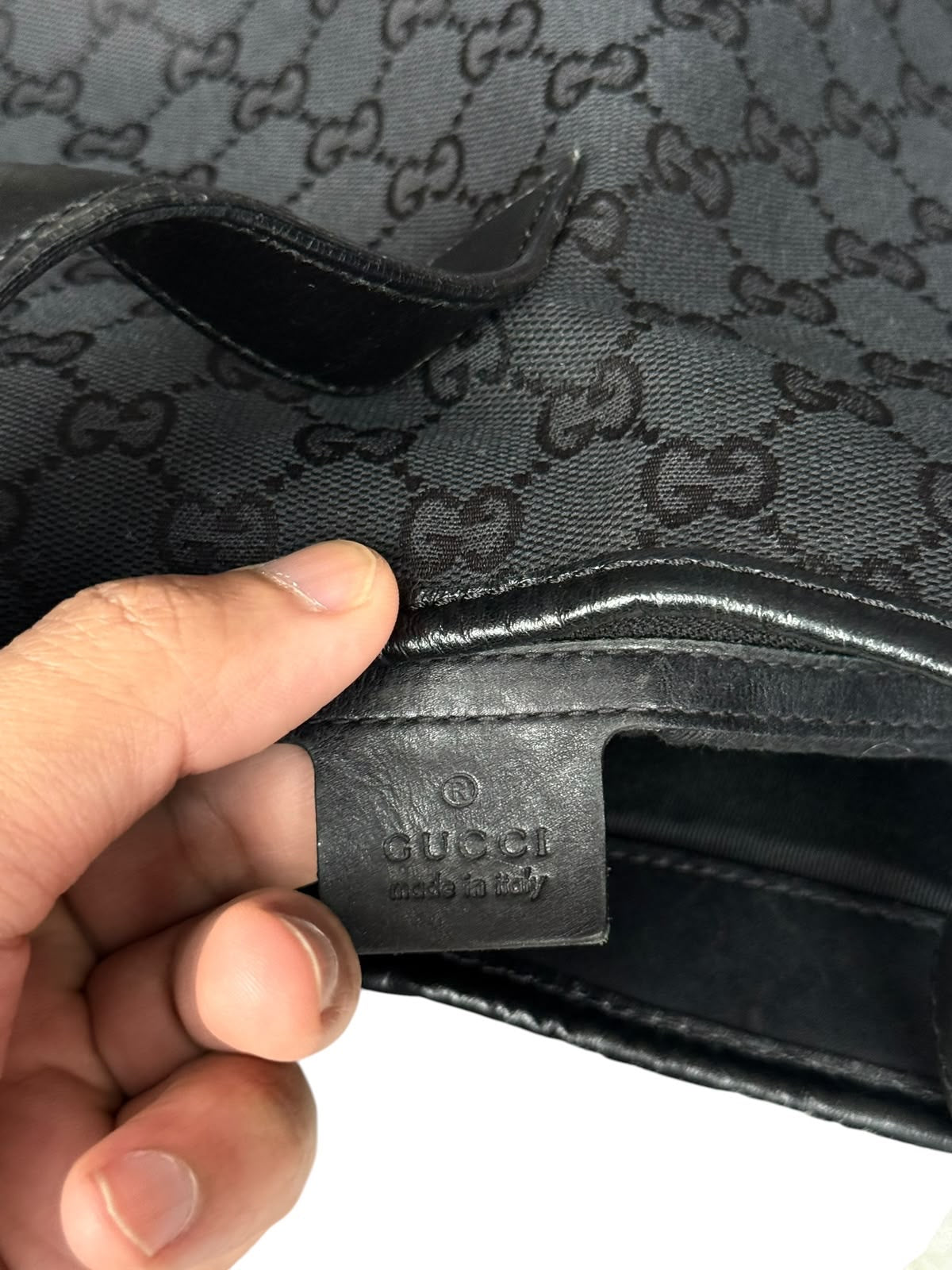 Gucci Piston Lock Shoulder bag GG Canvas Black