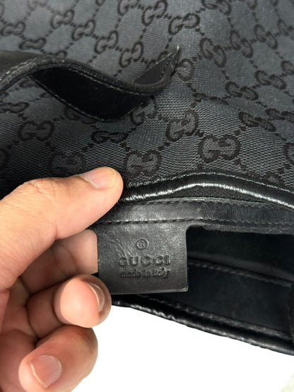 Gucci Piston Lock Shoulder bag GG Canvas Black